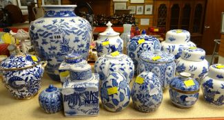 ASSORTED MODERN BLUE & WHITE PORCELAIN & POTTERY including large Chinese-style baluster jar, set