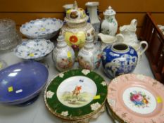 ASSORTED DECORATIVE CABINET PORCELAIN including Royal Crown Derby cabinet plates, continental Helena