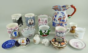 ASSORTED COLLECTABLE CERAMICS including 19th Century Masons Ironstone octagonal jug, 20cms high,