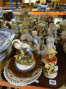 ASSORTED CHINA FIGURINES & CABINET PLATES including Royal Worcester 'Saturday's Child'