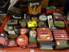 LARGE COLLECTION OF VINTAGE ADVERTISING TINS including biscuit tins, Oxo, Bisto ETC