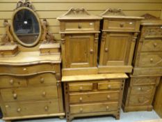 ASSORTED REPRODUCTION PINE BEDROOM FURNITURE, including two pairs of bedside cupboards, dressing