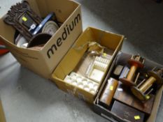 ASSORTED TREEN, pharmaceutical flasks and dishes, decorative nursery china and glass