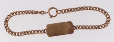 9CT GOLD I. D. BRACELET engraved 'Lilian Ellen', 4.5gms