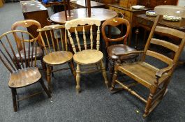 ASSORTED ANTIQUE OCCASIONAL CHAIRS, including provincial beech rocking chair, pair Victorian