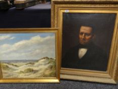 LATE 19TH CENTURY SCHOOL oil on canvas - portrait of a gentleman, 60 x 50cm, together with J
