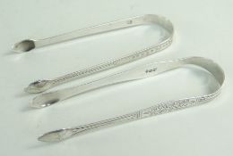 TWO GEORGE III SILVER SUGAR NIPS, LONDON 1802 & 1803, by Peter Anne & William Bateman, each with