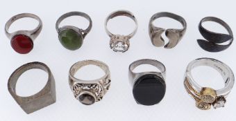 ASSORTED SILVER RINGS comprising British and Scandinavian gem set rings including Ti Sento, Bengt