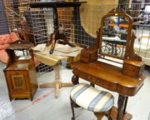 LATE VICTORIAN WALNUT DUCHESSE DRESSING TABLE, DRESSING STOOL & PURDONIUM, the table of small