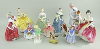ASSORTED CHINA FIGURINES including ten Royal Doulton, Royal Worcester Freda Doughty figure of '