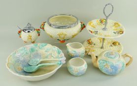 CLARICE CLIFF & AVON TABLE WARES, comprising 'Celtic Harvest' salad bowl with chrome rim 25.5cms