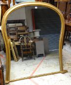 VICTORIAN GESSO OVERMANTEL MIRROR, of balloon form, 132 x 127cms Condition Report: frame repainted