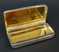 GEORGE III SILVER SNUFF BOX of rectangular shape having engraved cartouche and engraved to inner lid