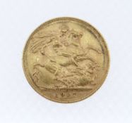 EDWARD VII GOLD SOVEREIGN, 1907, 8gms
