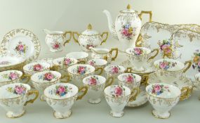 GOOD ROYAL CROWN DERBY 'VINE' PATTERN PART COFFEE & TEA SERVICE each painted with flowers by F