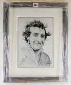 AIDAN CHISELLE black and white print - head and shoulders portrait of Sir Gareth Edwards CBE in
