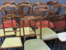 ANTIQUE & VINTAGE CHAIRS, a mixed quantity (14) to include a Harlequin set of eight mahogany balloon