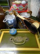PICQUOT WARE, two items, vintage and later cash boxes, junior billiard balls ETC