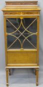 QUALITY INLAID EDWARDIAN SINGLE DOOR CABINET having astragal glazed door with shaped beading on