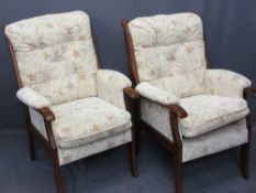 A PAIR OF MODERN LOUNGE ARMCHAIRS by Joynson Holland, 102cms H, 60cms W, 62cms D