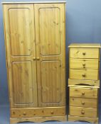 MODERN PINE BEDROOM FURNITURE - two door wardrobe and a pair of bedside chests