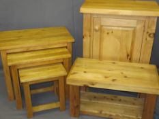 MODERN PINE & OAK HOUSEHOLD FURNITURE to include a single door pine cupboard, 90cms H, 68cms W,