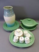 WEDGWOOD CAVENDISH COFFEE CANS & SAUCERS, Wedgwood Etruria Matt Green dinnerware and a Ruskin