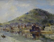 C LEWIS COOK oil on board - 'Shaldon from the bridge', signed right hand side, 26 x 34cms