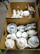 VICTORIAN & LATER TEAWARE, a mixed selection in two boxes including a pink and gilt highlighted part