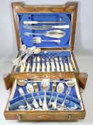 OAK CASED TABLE CANTEEN, mixed makers, the box marked 'Viners Ltd, Sheffield'