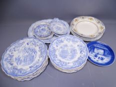 ASIATIC PHEASANT & OTHER BLUE & WHITE TABLE WARE, a quantity