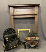 ADAM'S STYLE CAST IRON FIRE BASKET with fan detail and urn front finials along with another cast