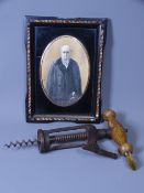 VICTORIAN PORTRAIT MINIATURE titled 'C R Darwin', oval image depicting a bearded gentleman in