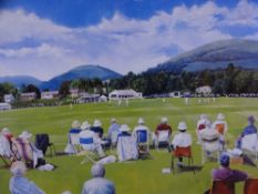 M P SPEIGHT coloured limited edition (73/500) print - a cricket match with spectators entitled '