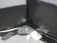 HOUSEHOLD ELECTRICALS - two Samsung flatscreen TVs, the larger 37in screen and a Roberts DAB radio