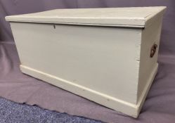 PAINTED PINE CAPTAIN'S CHEST with interior candle box and iron carry handles, 45cms H, 92cms W, 49.