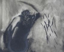 HARRY HOLLAND mono type print 1987 - entitled 'Stroke', signed and with original Martin Tinney