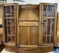 VINTAGE OAK SIDE-BY-SIDE BUREAU/CABINET, 101cms H, 121cms W, 27cms D
