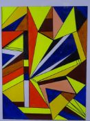 SHAN ECCLES (emerging Deganwy artist) - colourful abstract study in yellows, orange and blues,