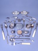 MIXED SMALL SILVER, EPNS & WHITE METAL ITEMS to include a pair of Gorham pierced sterling silver pin