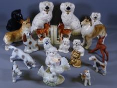 BESWICK SEATED SPANIELS, two pairs with other dog, bird and animal ornaments