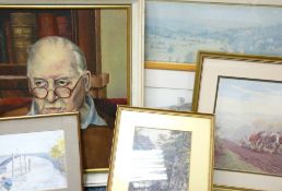 RICHARD R JOICEY oil on canvas - portrait of a gentleman entitled 'Pop Lancaster', 50 x 40cms, and