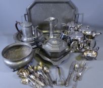 VINTAGE & LATER PEWTER, stainless steel table ware with a quantity of silver and EPNS cutlery