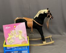 CHILD'S VINTAGE ROCKING HORSE, 80cms max H, 106cms L, 31cms W along with a boxed Acorn doll house