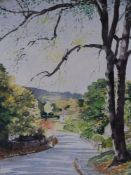 ROY MASON watercolour - tree lined lane, signed and entitled verso 'St Fagans Hill', 53 x 36cms