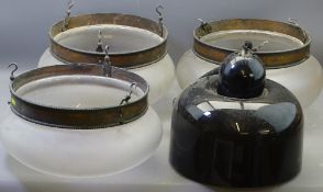 EARLY 20TH CENTURY & LATER CEILING LIGHT SHADES including three frosted glass fish bowl type