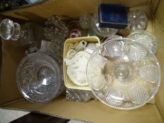 VICTORIAN COMPORT, CUT & OTHER BOWLS & DECANTERS, Caithness paperweights and a small collection of