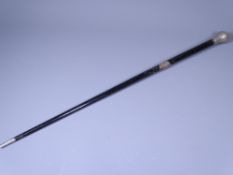 SILVER MOUNTED EBONY CONDUCTOR'S BATON, London 1911, Maker Ebenezer Newman & Co, 52cms L, the mounts