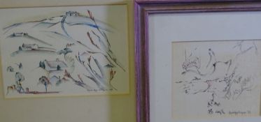 ANGELA HOPPPE KINGSTON two watercolours - entitled 'Cowbridge Treeline', signed and dated 1991,14