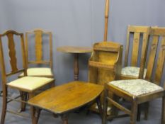 VINTAGE STICK STAND, a pair of salon type chairs, two polished dining chairs, an occasional table, a